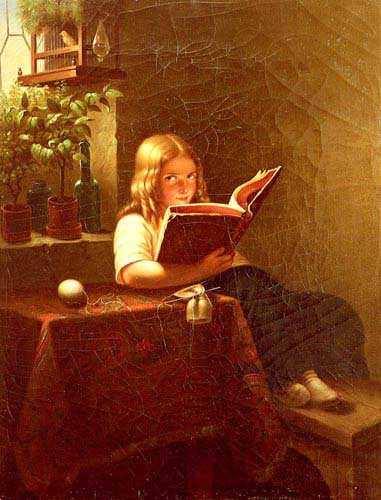 Painting Code#1965-Bremen, Johann Georg Meyer von(Genmany): The Reading Girl