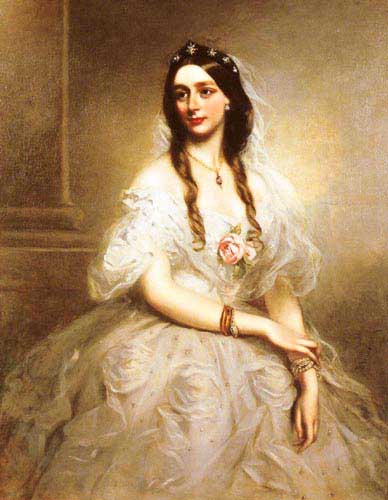 Painting Code#1994-Buckner, Richard(UK): Portrait of Mrs C.W.Stoughton, three-quarter length, wearing a white dress