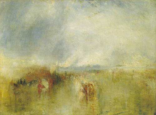 Painting Code#20080-Turner, John Mallord William: Procession of Boats with Distant Smoke, Venice 