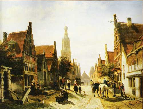 Painting Code#20084-Cornelis Springer: Town View