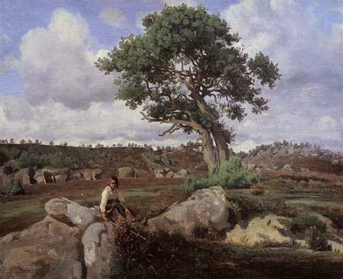 Painting Code#20094-Corot, Jean-Baptiste-Camille: Fontainebleau-The Raging One