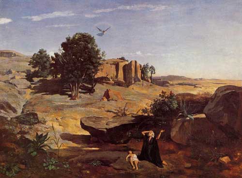 Painting Code#20095-Corot, Jean-Baptiste-Camille: Hagar in the Wilderness