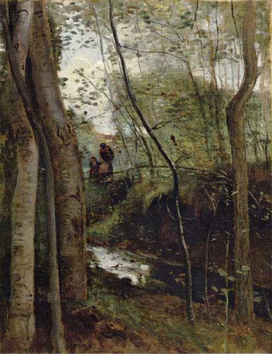 Painting Code#20098-Corot, Jean-Baptiste-Camille: Stream in the Woods 
