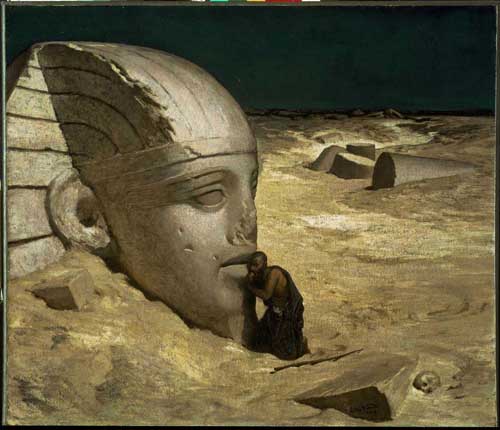 Painting Code#20102-Elihu Vedder: The Questioner of the Sphinx
