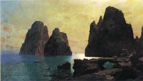 Painting Code#20127-William Stanley Haseltine - The Faraglioni Rocks