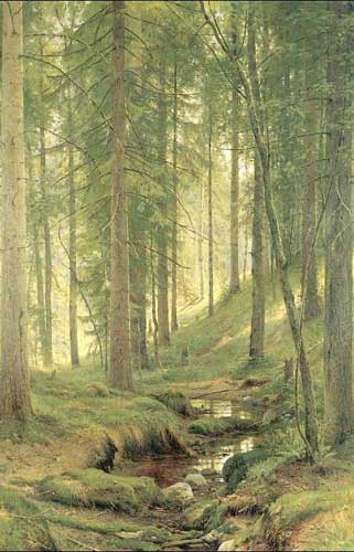 Painting Code#20164-Ivan Ivanovich Shishkin - Brook in a forest