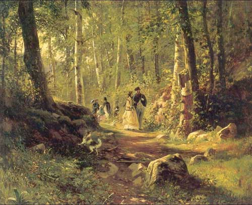 Painting Code#20174-Ivan Ivanovich Shishkin - Walk in a forest