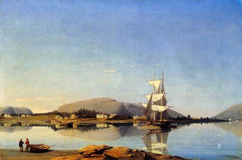Painting Code#20180-Fitz Hugh Lane - Entrance of Somes Sound from Southwest Harbor