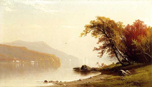 Painting Code#20216-Bricher, Alfred Thompson - Autumn on the Lake