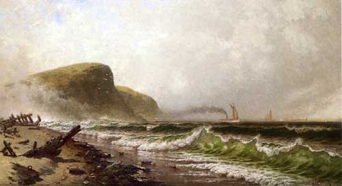 Painting Code#20237-Bricher, Alfred Thompson - Stormy Seascape