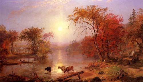Painting Code#20264-Bierstadt, Albert(USA) - Indian Summer, Hudson River