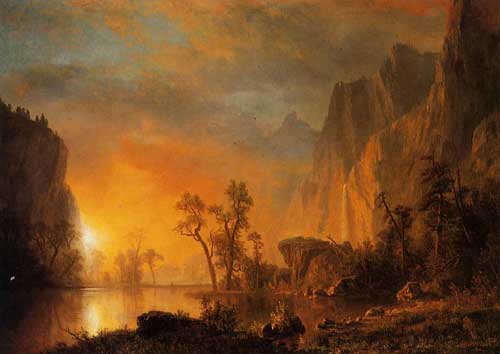 Painting Code#20275-Bierstadt, Albert(USA) - Sunset in the Rockies