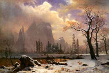 Painting Code#20288-Bierstadt, Albert(USA) - Yosemite Winter Scene