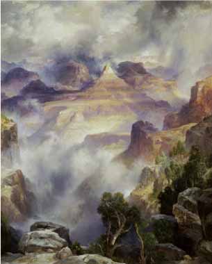 Painting Code#20295-Moran, Thomas - Canyon Mists, Zoroaster Peak, Grand Canyon
