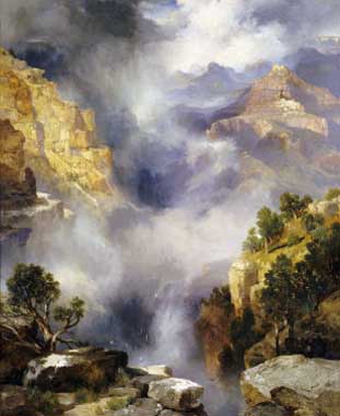 Painting Code#20303-Moran, Thomas - Mist in the Canyon