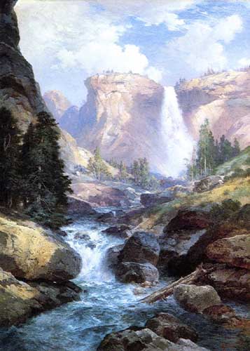 Painting Code#20313-Moran, Thomas - Waterfall in Yosemite