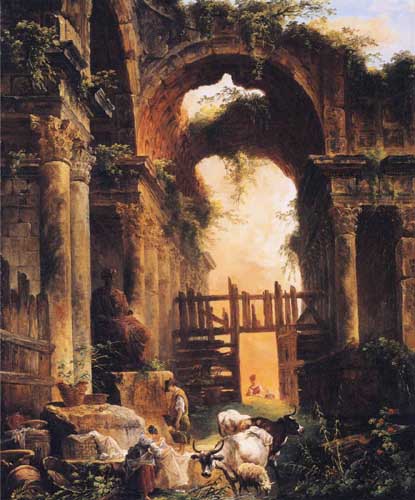 Painting Code#20319-Hubert Robert - Roman Ruins