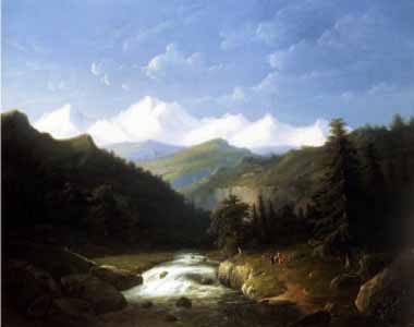 Painting Code#20322-Jacobus Nooteboom - Wooded Mountainous Landscap
