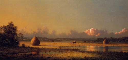 Painting Code#20324-Martin Johnson Heade - Hayfields, A Clear Day