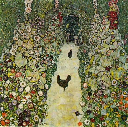 Painting Code#20337-Klimt, Gustav(Austria) - Garden Path with Chickens