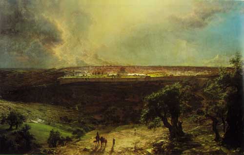 Painting Code#20358-Church, Frederic Edwin - Jerusalem from the Mount of Olives