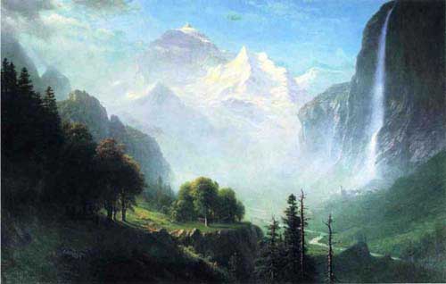 Painting Code#2036-Bierstadt, Albert (USA): Staubbach Falles(Switzerland)