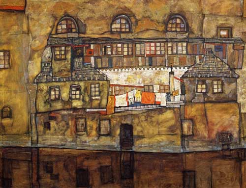 Painting Code#20369-Egon Schiele - House on a River