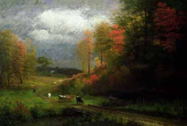 Painting Code#20395-Sir William Beechey - Rainy Day in Autumn, Massachusetts