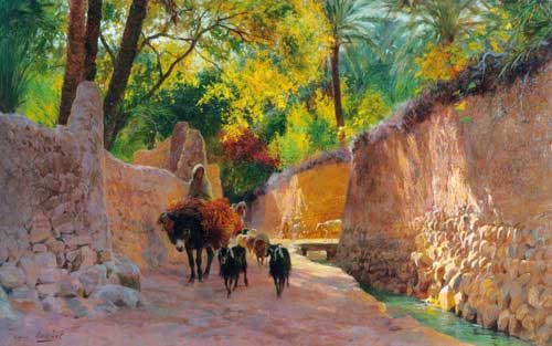 Painting Code#2053-Girardet, Eugene-Alexis(France): On the Way to Market
