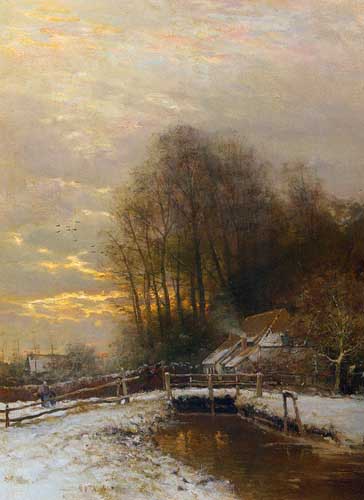 Painting Code#2058-Apol, Louis(Holland): Winter Landscape 