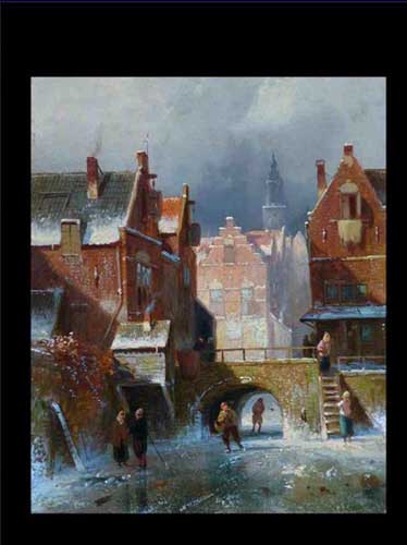 Painting Code#2070-Charles Leickert: Holland Town in Winter