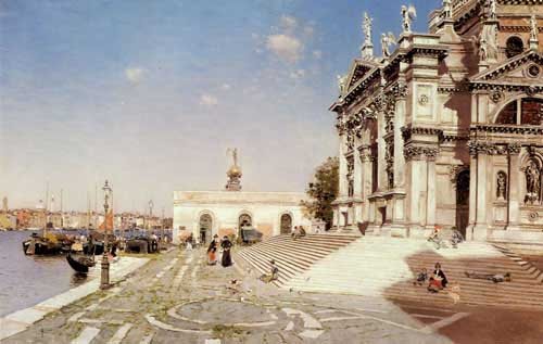 Painting Code#2088-Ortega, Martin Rico y(Spain): A View of Santa Maria della Salute, Venice