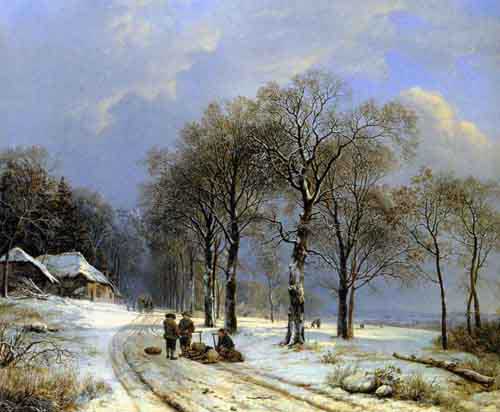 Painting Code#2095-Koekkoek, Barend Cornelis(Holland): Winter landscape
