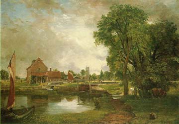 Painting Code#2129-Constable, John: Dedham Lock and Mill
