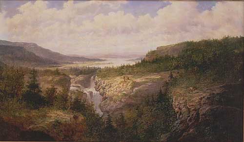 Painting Code#2137-William Frerichs:Falls of Tamahaka, Cherokee County, North Carolina