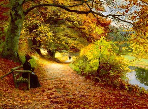 Painting Code#2155-Brendekilde, Hans Anderson: A Wooded Path In Autumn