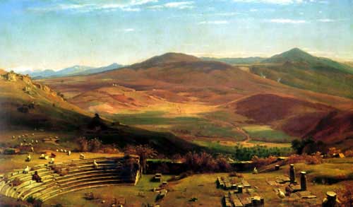 Painting Code#2173-Whittredge, Thomas Worthington(USA): The Amphitheatre of Tusculum and Albano Mountains, Rome
