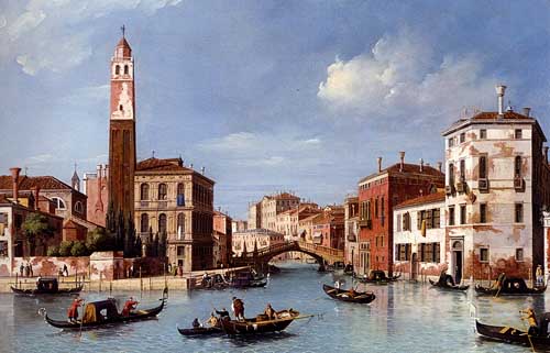Painting Code#2177-James, William: View Of The Entrance To The Cannareggio Canal With The Church Of San Geremia And The Palazzo Labia, Venice
