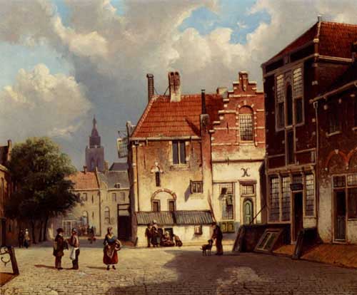 Painting Code#2178-Koekkoek, Willem(Holland): Town Square