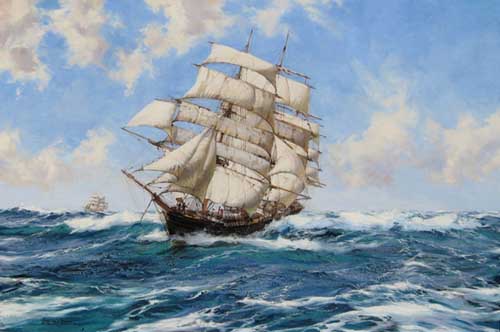 Painting Code#2184- Dawson, Montague(England): The New York Clipper Ship &quot;Prima Donna&quot;

