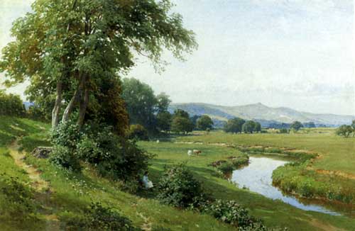 Painting Code#2200-Palmer, Harry Sutton(UK): An Extensive River Landscape
