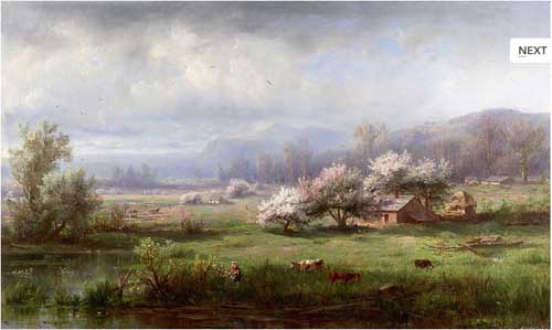 Painting Code#2224-Regis Francois Gignoux: Spring Landscape