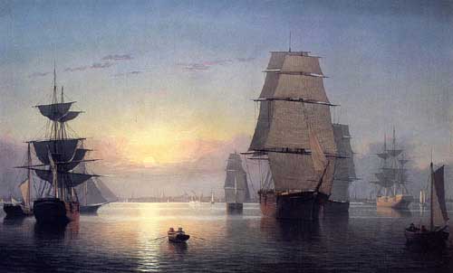 Painting Code#2233-Fitz Hugh Lane: Boston Harbor at Sunser