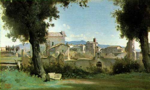 Painting Code#2240-Corot, Jean-Baptiste-Camille: View from the Farnese Gardens, Rome