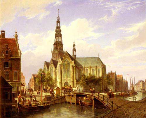 Painting Code#2247-Dommelshuizen, Cornelis Christiaan(Holland): A Capriccio View Of Amsterdam