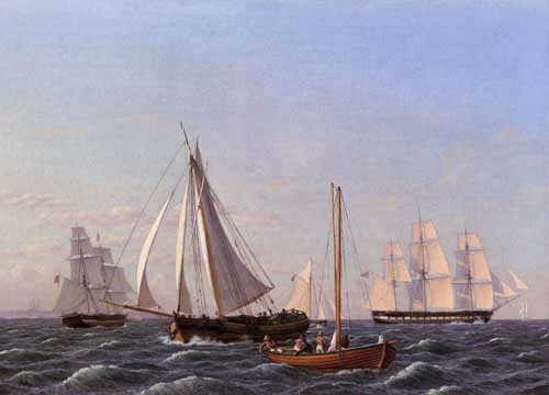 Painting Code#2250-Eckersberg, Christoffer Wilhelm(Denmark): Sailing Ships