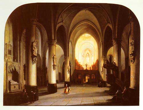 Painting Code#2252-Elven, Jan-Baptiste Tetar van(Belgium): Interior of a Church
