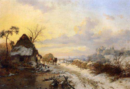 Painting Code#2253-Frederk Marinus Kruseman - A Winter&#039;s Day