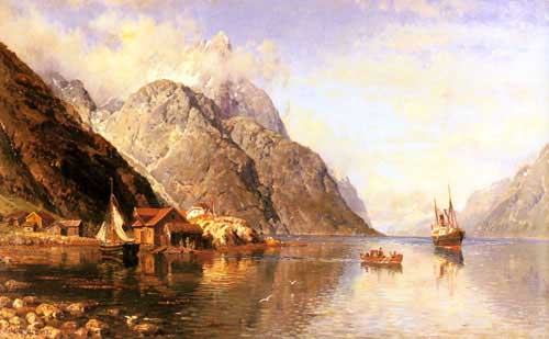 Painting Code#2262-Askevold, Anders Monsen: Village on a Fjord