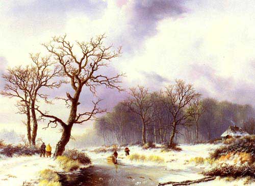 Painting Code#2300-Bodemann, Willem(Holland): A Winter Landscape